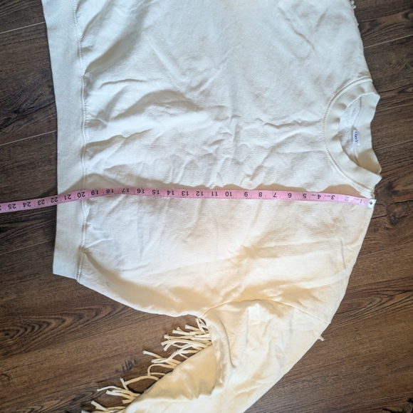 Clare V. Le Drop Fringe Cream Sweatshirt 2X Cowboy Western - Picture 9 of 10